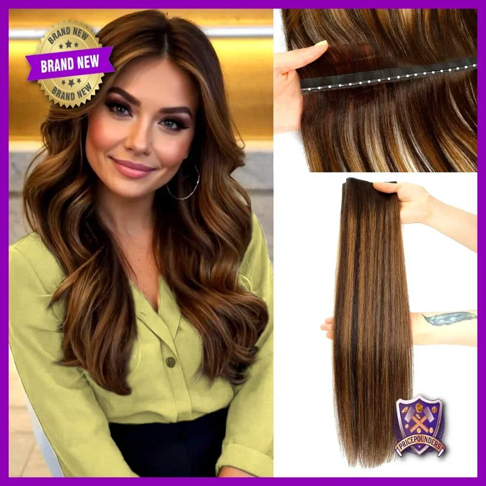 Human Hair Extensions Double Weft Seamless Invisible Flat Beaded